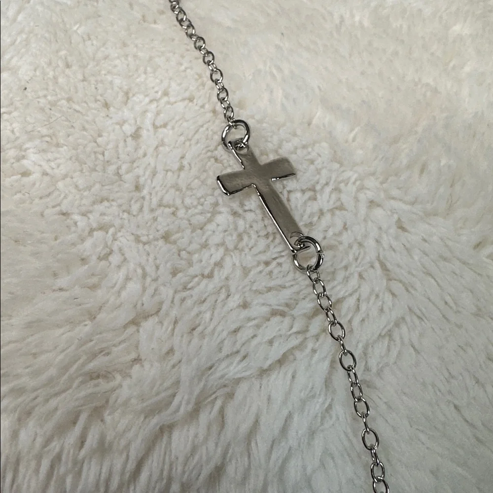 Cross Bracelet Double Sided Silver Tone Bracelet Faith Religious Gifts NWT